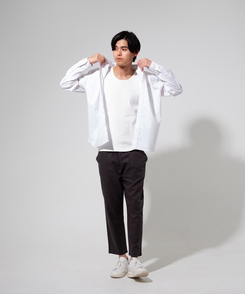Blue Standard (ブルースタンダード)の「【BLUE STANDARD】楽ケアオックスリラックスBD(ボタンダウン)ビッグシルエット長袖シャツ(オーガニックコットン使用)(シャツ/ブラウス・メンズ・ホワイト/ブルー系その他/スミクロ/ダークグリーン・X-LARGE/LARGE/MEDIUM)」の17枚目の写真