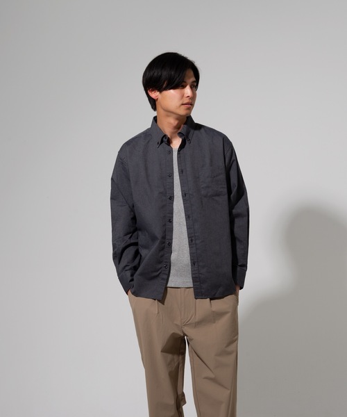 Blue Standard (ブルースタンダード)の「【BLUE STANDARD】楽ケアオックスリラックスBD(ボタンダウン)ビッグシルエット長袖シャツ(オーガニックコットン使用)(シャツ/ブラウス・メンズ・ホワイト/ブルー系その他/スミクロ/ダークグリーン・X-LARGE/LARGE/MEDIUM)」の20枚目の写真