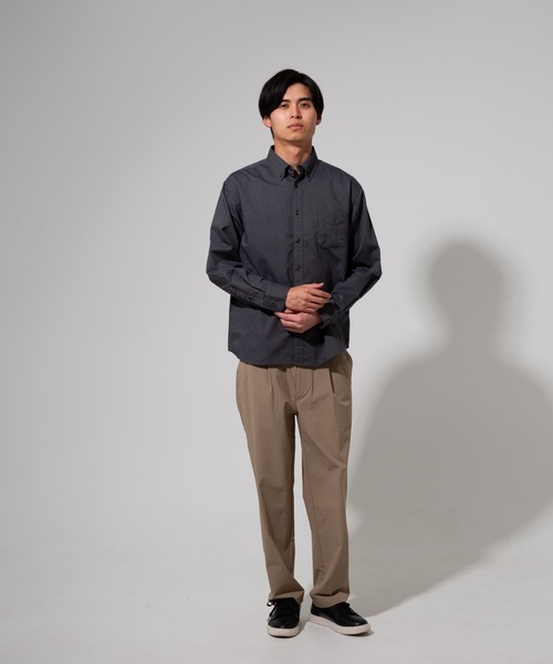 Blue Standard (ブルースタンダード)の「【BLUE STANDARD】楽ケアオックスリラックスBD(ボタンダウン)ビッグシルエット長袖シャツ(オーガニックコットン使用)(シャツ/ブラウス・メンズ・ホワイト/ブルー系その他/スミクロ/ダークグリーン・X-LARGE/LARGE/MEDIUM)」の22枚目の写真