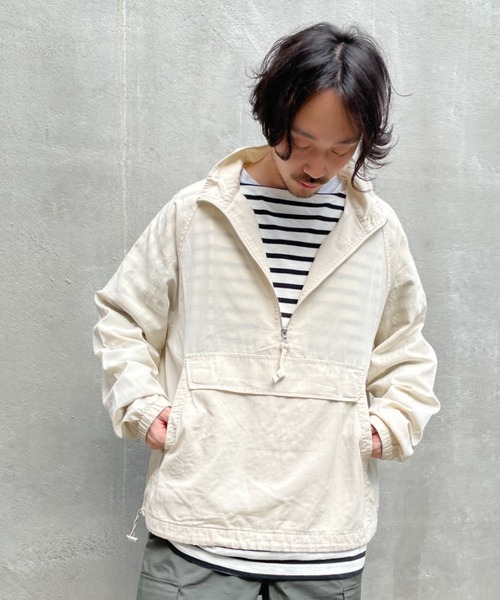 CIAOPANIC TYPY（チャオパニックティピー）の「光沢リネンアノラックスタンドジャケット（ブルゾン・メンズ・オフホワイト/カーキ/ブルー・S/M/L/XL）」の2枚目の写真