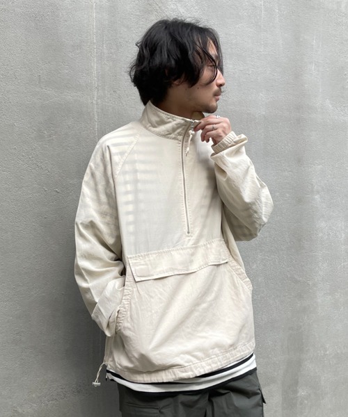 CIAOPANIC TYPY（チャオパニックティピー）の「光沢リネンアノラックスタンドジャケット（ブルゾン・メンズ・オフホワイト/カーキ/ブルー・S/M/L/XL）」の7枚目の写真