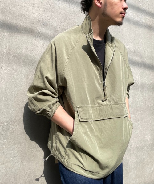 CIAOPANIC TYPY（チャオパニックティピー）の「光沢リネンアノラックスタンドジャケット（ブルゾン・メンズ・オフホワイト/カーキ/ブルー・S/M/L/XL）」の10枚目の写真