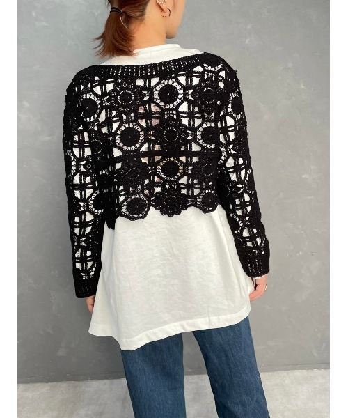 DAIS-Y（デイジー）の「クロップド丈クロシェ編みプルオーバー（ニット/セーター・レディース・ブラック/ベージュ/ブルー・FREE）」の14枚目の写真