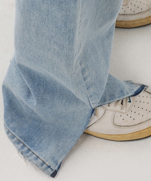 MASONPRINCE】Cut up edging unilateral slit denim pants