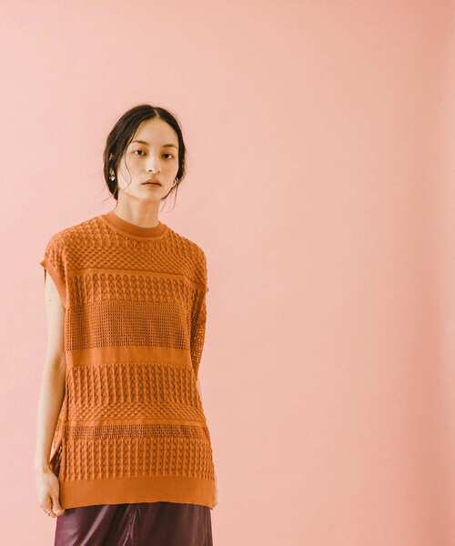 SENSE OF PLACE by URBAN RESEARCH（センスオブプレイスバイアーバンリサーチ）の「naturaglace×SENSE OF PLACE　『別注』ナチュラグラッセスカシアミベスト（ベスト・レディース・ピンク/オレンジ/ベージュ・ONE）」の9枚目の写真