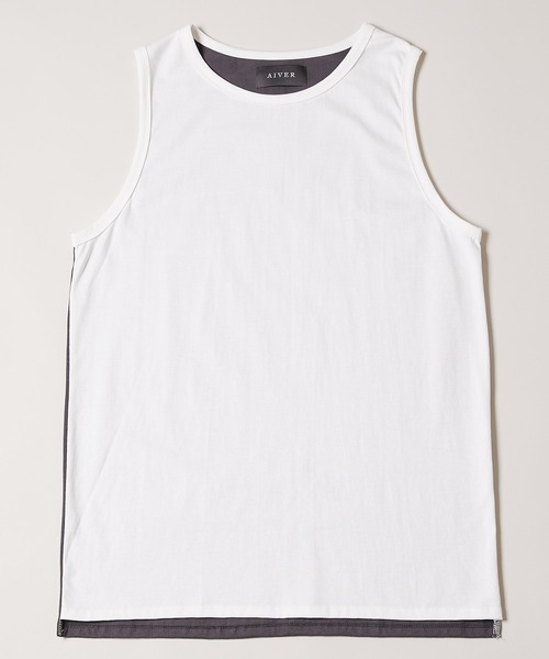 AIVER(アイバー)の「AIVER 天竺2トーンロングタンクトップ(タンクトップ・メンズ・ホワイト/チャコールグレー/ライトグレー/ブルー・MEDIUM/LARGE)」の2枚目の写真
