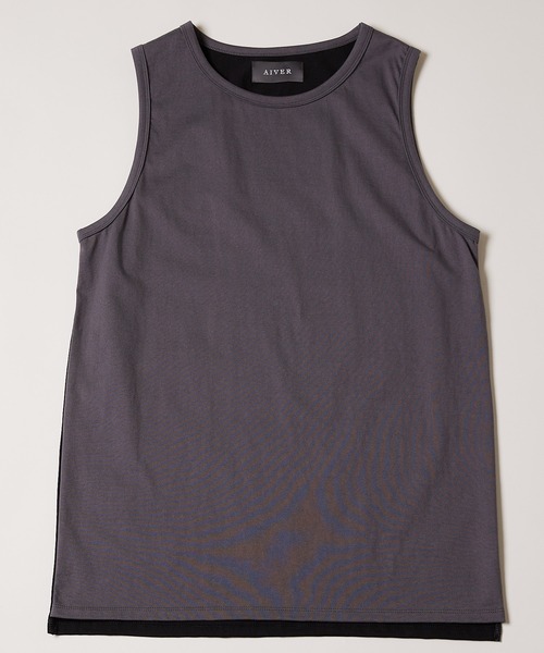 AIVER(アイバー)の「AIVER 天竺2トーンロングタンクトップ(タンクトップ・メンズ・ホワイト/チャコールグレー/ライトグレー/ブルー・MEDIUM/LARGE)」の3枚目の写真