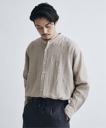 スーパーリネン バンドカラー オーバーサイズ シャツ ダイ