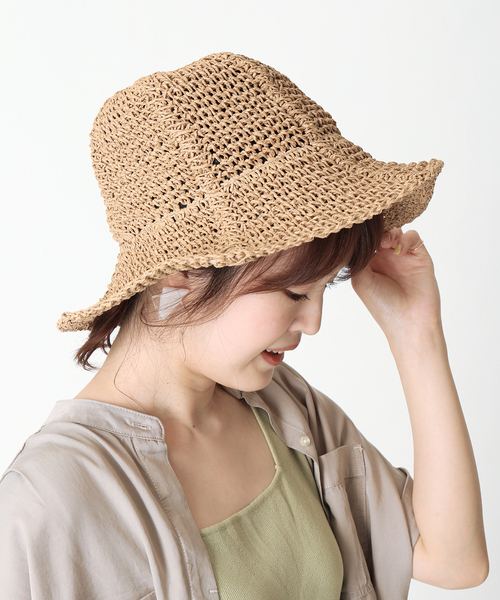 Simplicite（サンプリシテ）の「ペーパーバケットハット◆（ハット・レディース・ベージュ/キャメル/ブラック・FREE）」の3枚目の写真