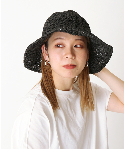 Simplicite（サンプリシテ）の「ペーパーバケットハット◆（ハット・レディース・ベージュ/キャメル/ブラック・FREE）」の4枚目の写真