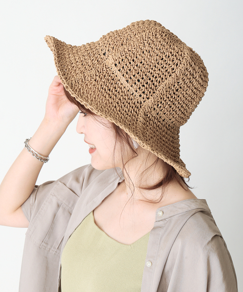 Simplicite（サンプリシテ）の「ペーパーバケットハット◆（ハット・レディース・ベージュ/キャメル/ブラック・FREE）」の6枚目の写真