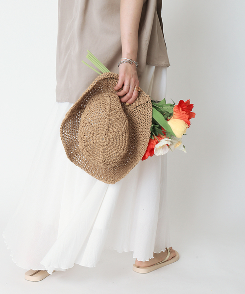 Simplicite（サンプリシテ）の「ペーパーバケットハット◆（ハット・レディース・ベージュ/キャメル/ブラック・FREE）」の7枚目の写真