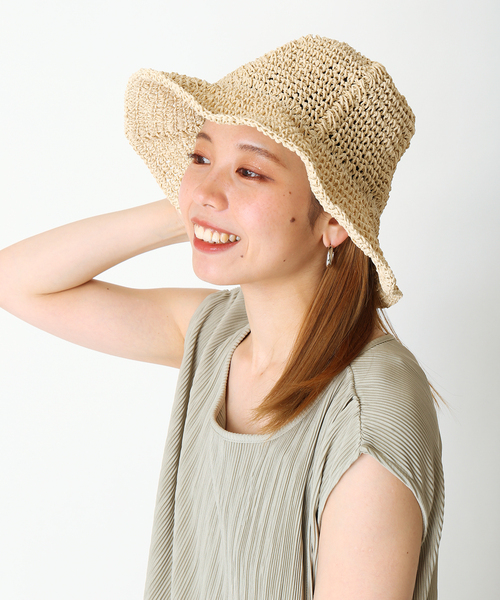 Simplicite（サンプリシテ）の「ペーパーバケットハット◆（ハット・レディース・ベージュ/キャメル/ブラック・FREE）」の8枚目の写真