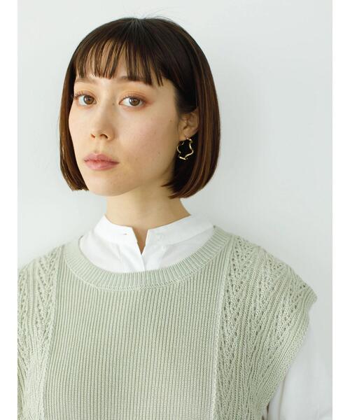 koe（コエ）の「透かし編みフリンジベスト*（ベスト・レディース・ライトカーキ/ホワイト・FREE）」の7枚目の写真