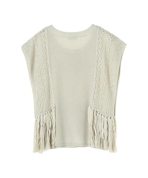koe（コエ）の「透かし編みフリンジベスト*（ベスト・レディース・ライトカーキ/ホワイト・FREE）」の17枚目の写真