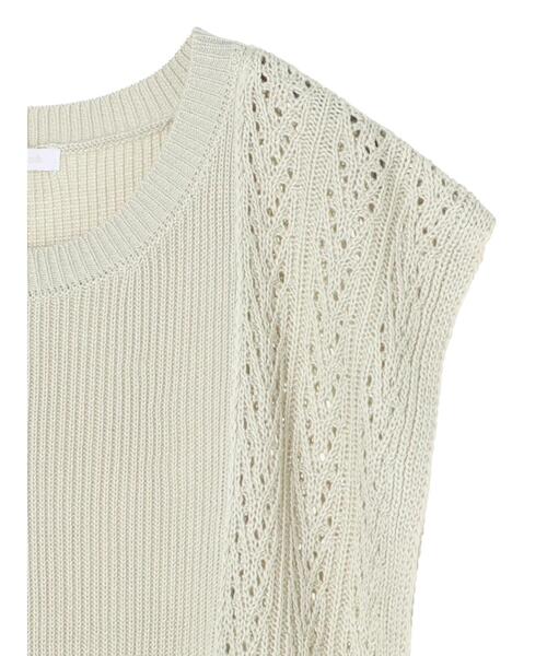 koe（コエ）の「透かし編みフリンジベスト*（ベスト・レディース・ライトカーキ/ホワイト・FREE）」の19枚目の写真