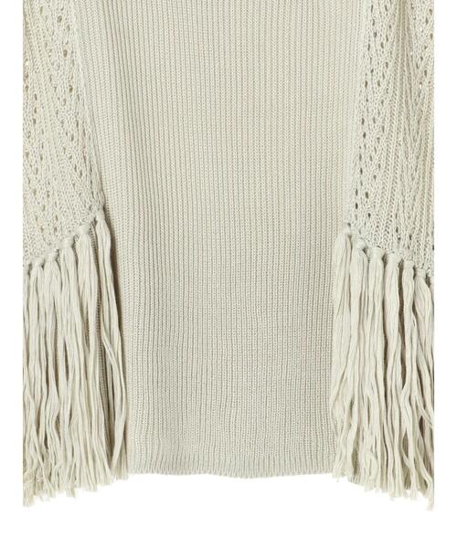 koe（コエ）の「透かし編みフリンジベスト*（ベスト・レディース・ライトカーキ/ホワイト・FREE）」の20枚目の写真