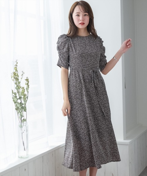 clear(クリア)の「ダルメシアンギャザースリーブワンピース(ワンピース・レディース・ブラウン/オフホワイト/ライトブラウン・F)」の2枚目の写真