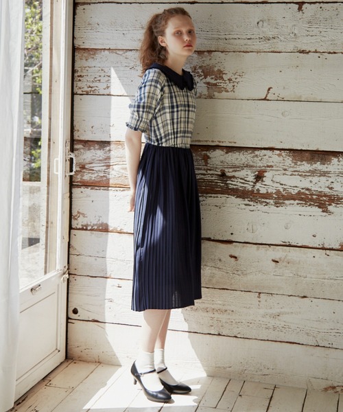 【idem】チェックワンピース idem（イデム）の「piping check onepiece/パイピングチェック