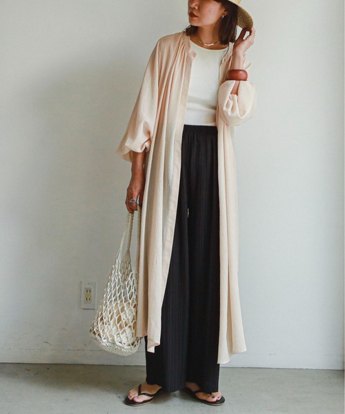 feepur（フェピュール）の「ロングシアーシャツワンピース（シャツワンピース・レディース・ブルーグレー/ラベンダー/ピンクベージュ・MEDIUM）」の3枚目の写真