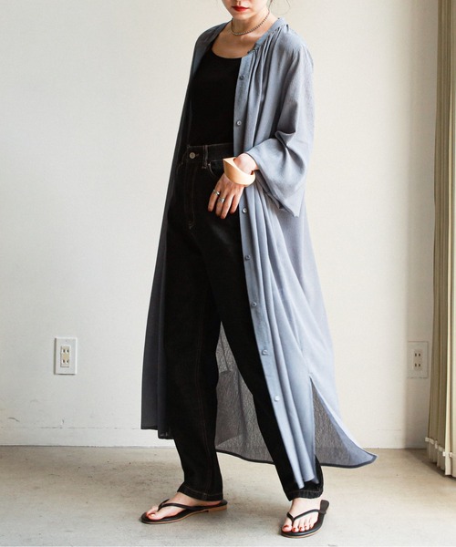 feepur（フェピュール）の「ロングシアーシャツワンピース（シャツワンピース・レディース・ブルーグレー/ラベンダー/ピンクベージュ・MEDIUM）」の2枚目の写真