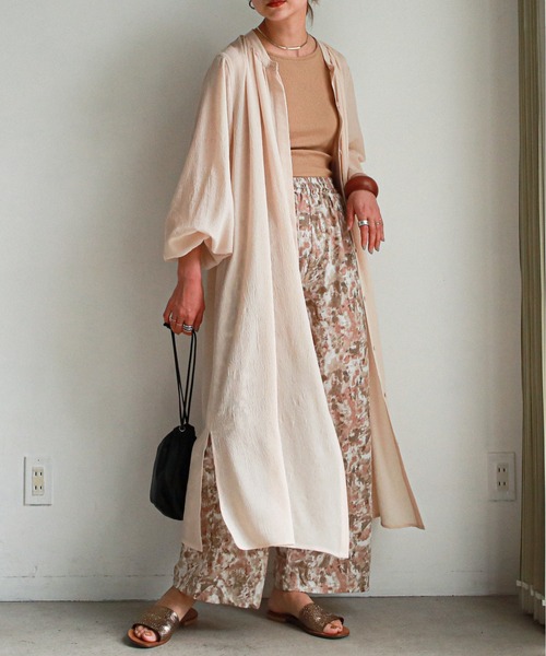 feepur（フェピュール）の「ロングシアーシャツワンピース（シャツワンピース・レディース・ブルーグレー/ラベンダー/ピンクベージュ・MEDIUM）」の6枚目の写真