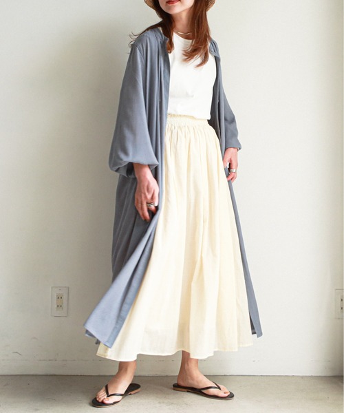 feepur（フェピュール）の「ロングシアーシャツワンピース（シャツワンピース・レディース・ブルーグレー/ラベンダー/ピンクベージュ・MEDIUM）」の13枚目の写真