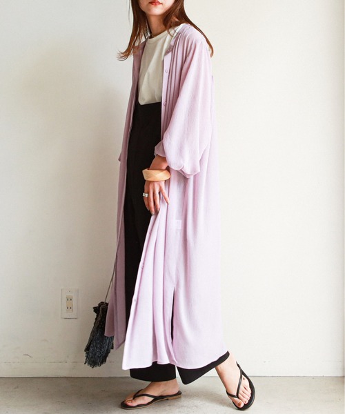 feepur（フェピュール）の「ロングシアーシャツワンピース（シャツワンピース・レディース・ブルーグレー/ラベンダー/ピンクベージュ・MEDIUM）」の15枚目の写真