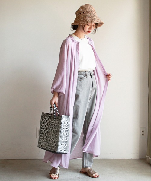 feepur（フェピュール）の「ロングシアーシャツワンピース（シャツワンピース・レディース・ブルーグレー/ラベンダー/ピンクベージュ・MEDIUM）」の18枚目の写真