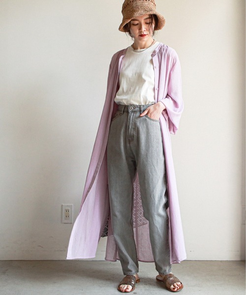 feepur（フェピュール）の「ロングシアーシャツワンピース（シャツワンピース・レディース・ブルーグレー/ラベンダー/ピンクベージュ・MEDIUM）」の17枚目の写真