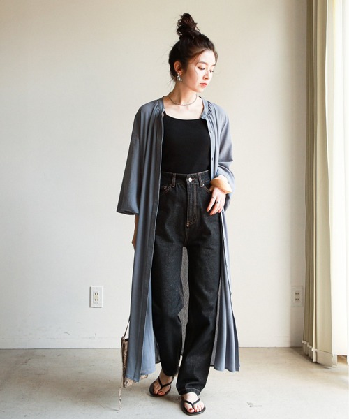 feepur（フェピュール）の「ロングシアーシャツワンピース（シャツワンピース・レディース・ブルーグレー/ラベンダー/ピンクベージュ・MEDIUM）」の12枚目の写真