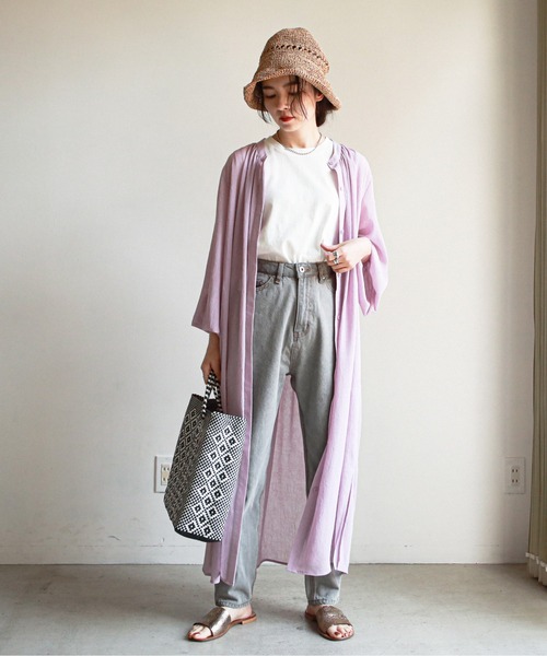 feepur（フェピュール）の「ロングシアーシャツワンピース（シャツワンピース・レディース・ブルーグレー/ラベンダー/ピンクベージュ・MEDIUM）」の19枚目の写真