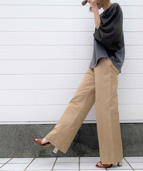 Q（キュー）の「インターシャバイカラーニット（ニット/セーター・レディース・カーキ/アイボリー/ネイビー・MEDIUM）」の10枚目の写真