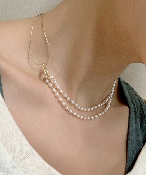 Ein（アイン）の「Ein/アシンメトリーパールネックレス（ネックレス・レディース・A/B・FREE）」の2枚目の写真
