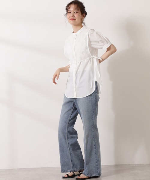 N.（N. Natural Beauty Basic）（エヌエヌナチュラルビューティーベーシック）の「◆レース前掛け風ブラウス（シャツ/ブラウス・レディース・ホワイト/ブラック・MEDIUM）」の4枚目の写真