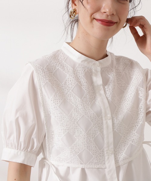 N.（N. Natural Beauty Basic）（エヌエヌナチュラルビューティーベーシック）の「◆レース前掛け風ブラウス（シャツ/ブラウス・レディース・ホワイト/ブラック・MEDIUM）」の3枚目の写真