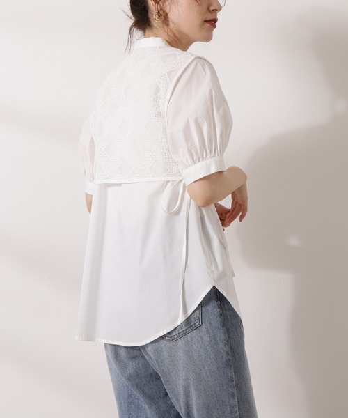 N.（N. Natural Beauty Basic）（エヌエヌナチュラルビューティーベーシック）の「◆レース前掛け風ブラウス（シャツ/ブラウス・レディース・ホワイト/ブラック・MEDIUM）」の10枚目の写真