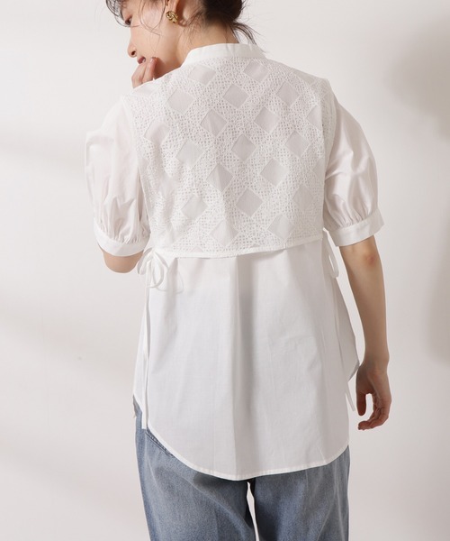 N.（N. Natural Beauty Basic）（エヌエヌナチュラルビューティーベーシック）の「◆レース前掛け風ブラウス（シャツ/ブラウス・レディース・ホワイト/ブラック・MEDIUM）」の7枚目の写真