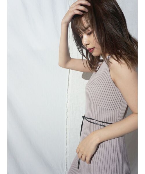 MERCURYDUO（マーキュリーデュオ）の「ベルト付アシメマーメイドリブニットワンピース（ワンピース・レディース・ブラウン/ブルー/ベビーピンク・FREE）」の6枚目の写真