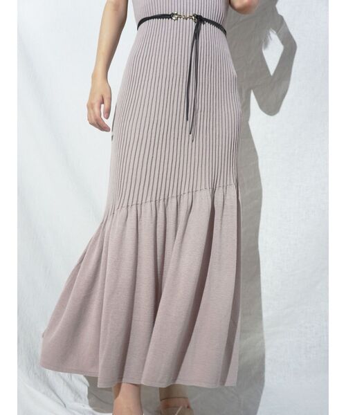 MERCURYDUO（マーキュリーデュオ）の「ベルト付アシメマーメイドリブニットワンピース（ワンピース・レディース・ブラウン/ブルー/ベビーピンク・FREE）」の7枚目の写真