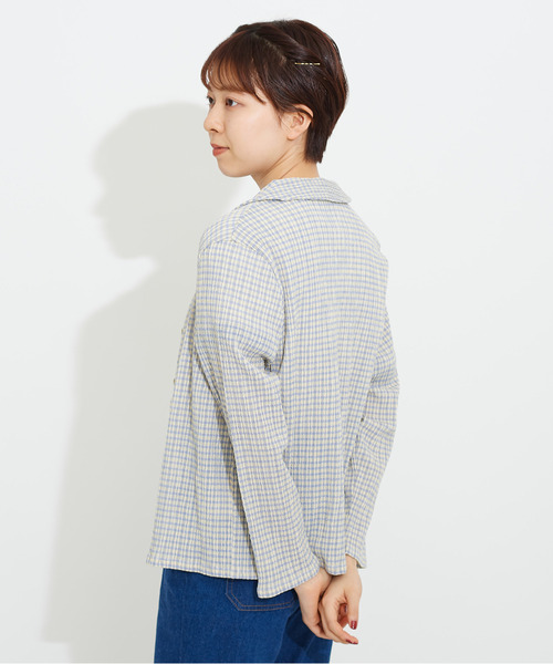 CHILD WOMAN（チャイルドウーマン）の「ギンガムブルーゼ襟付きブラウス（シャツ/ブラウス・レディース・サックスブルー/イエロー/グリーン/ボルドー・FREE）」の6枚目の写真