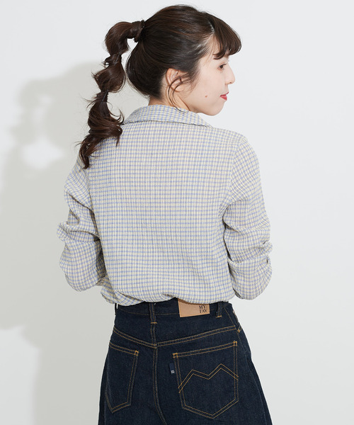 CHILD WOMAN（チャイルドウーマン）の「ギンガムブルーゼ襟付きブラウス（シャツ/ブラウス・レディース・サックスブルー/イエロー/グリーン/ボルドー・FREE）」の14枚目の写真