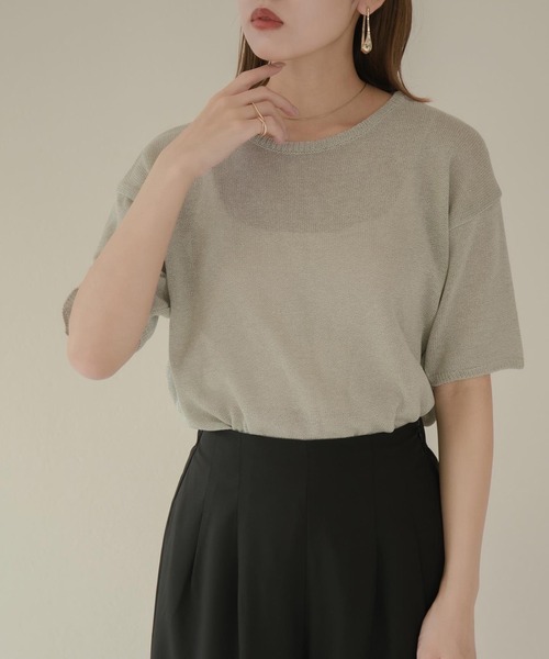 Amiur（エミレ）の「light touch tops（Tシャツ/カットソー・レディース・ベージュ/ブラウン/ホワイト/ブルー系・FREE）」の4枚目の写真