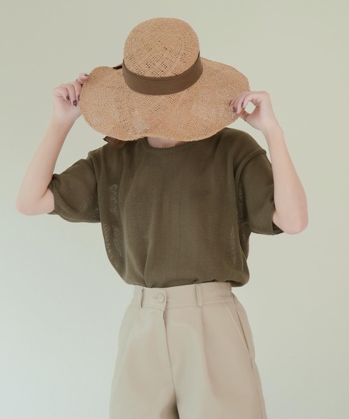 Amiur（エミレ）の「light touch tops（Tシャツ/カットソー・レディース・ベージュ/ブラウン/ホワイト/ブルー系・FREE）」の6枚目の写真