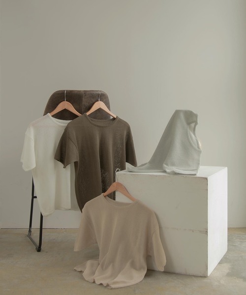 Amiur（エミレ）の「light touch tops（Tシャツ/カットソー・レディース・ベージュ/ブラウン/ホワイト/ブルー系・FREE）」の17枚目の写真