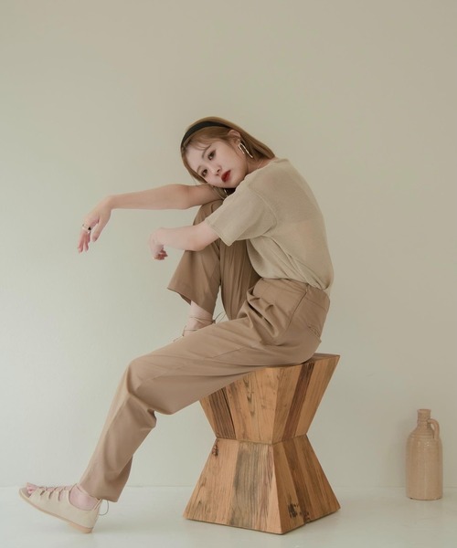 Amiur（エミレ）の「light touch tops（Tシャツ/カットソー・レディース・ベージュ/ブラウン/ホワイト/ブルー系・FREE）」の9枚目の写真