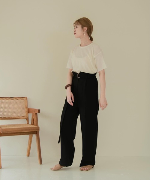 Amiur（エミレ）の「light touch tops（Tシャツ/カットソー・レディース・ベージュ/ブラウン/ホワイト/ブルー系・FREE）」の12枚目の写真