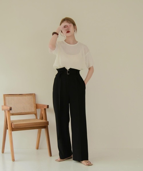 Amiur（エミレ）の「light touch tops（Tシャツ/カットソー・レディース・ベージュ/ブラウン/ホワイト/ブルー系・FREE）」の16枚目の写真