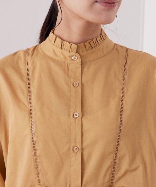 SALON adam et rope'（サロン アダム エ ロペ）の「【WEB限定】[人気アイテムの新作登場！]バックスリットフリルカラーボリューム袖長袖ブラウス（シャツ/ブラウス・レディース・ホワイト/ブラック/キャメル・FREE）」の9枚目の写真