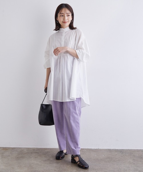 SALON adam et rope'（サロン アダム エ ロペ）の「【WEB限定】[人気アイテムの新作登場！]バックスリットフリルカラーボリューム袖長袖ブラウス（シャツ/ブラウス・レディース・ホワイト/ブラック/キャメル・FREE）」の18枚目の写真